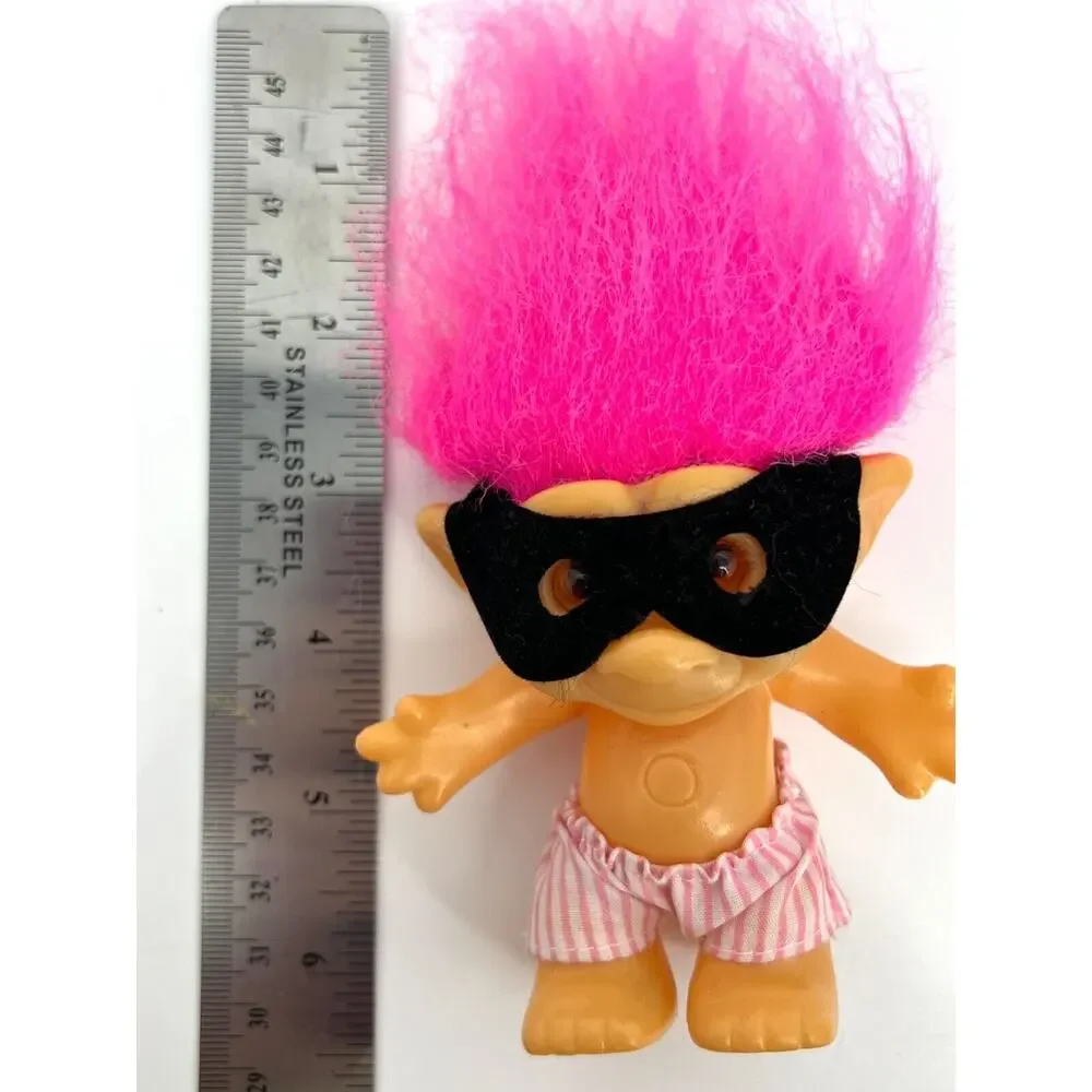 Vintage Korea Lucky Troll Doll Boxer Shorts Mask Pink Hair Brown Eyes